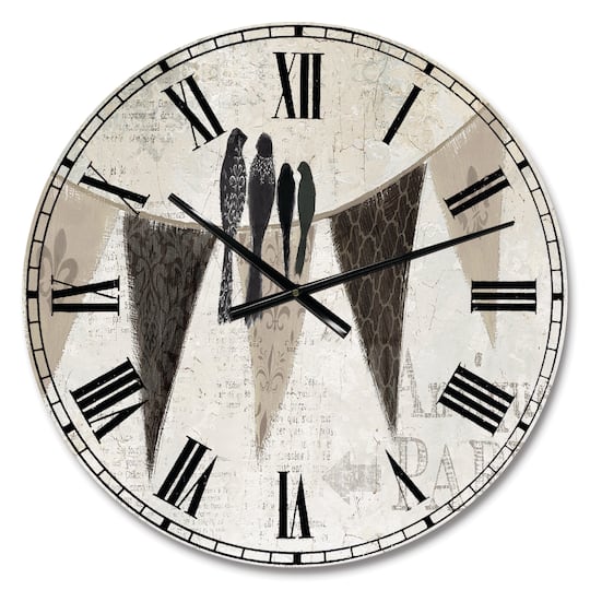 Designart French Bird Flea Market Wall Clock